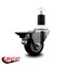 Service Caster 3'' Black Poly Swivel 1-1/2'' Expanding Stem Caster with Brake SCC-EX20S314-PPUB-BLK-PLB-112 - alternate 4